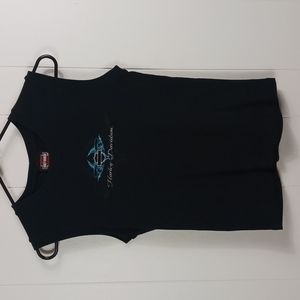 🇺🇸 2000s Harley Davidson Black Tank Top Womens Medium Talladega Lincoln AL C61